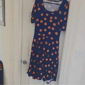Polka Dot Dress in Navy and Orange